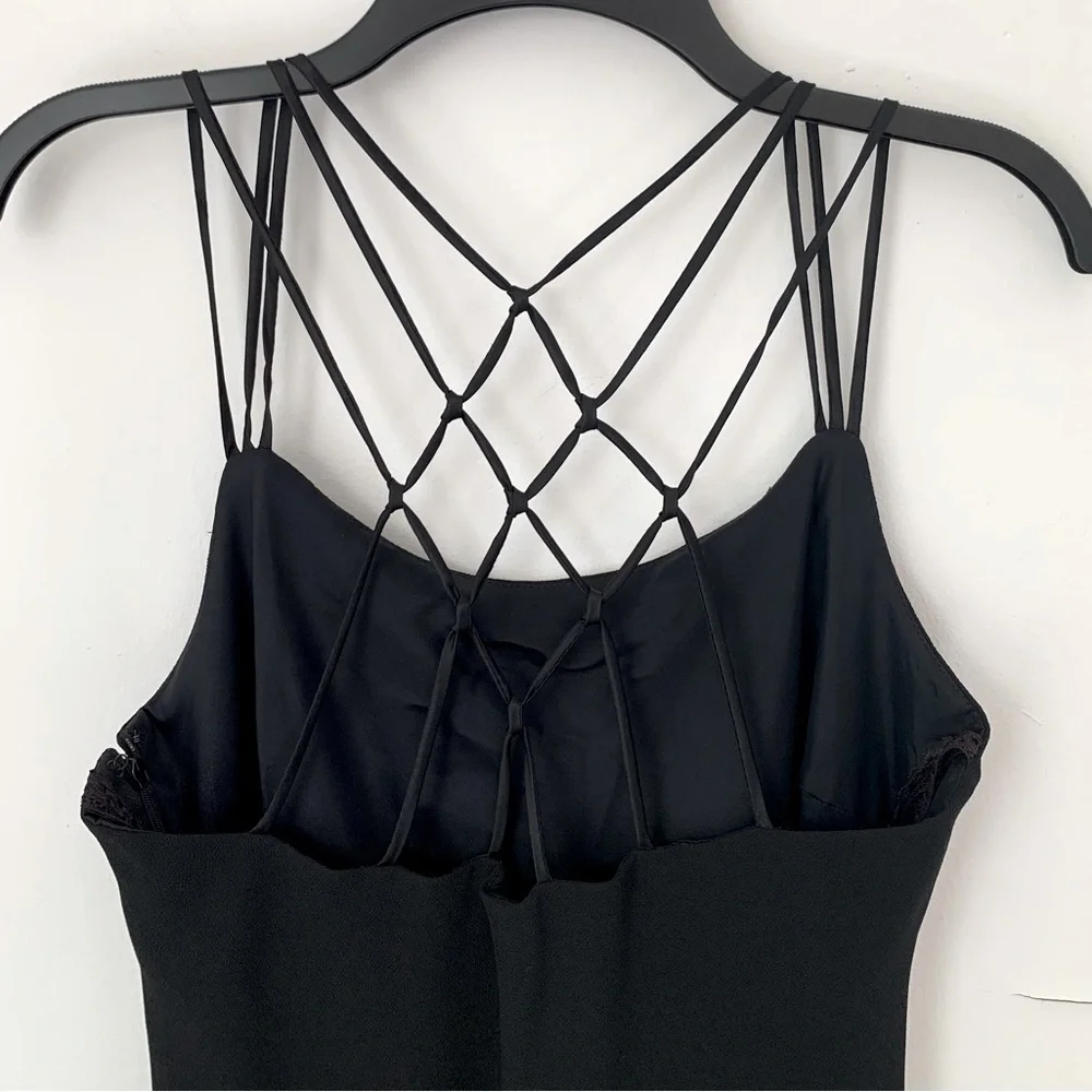 Vintage Y2K Cachet Strappy Black Formal Maxi Dress - Picture 6 of 8